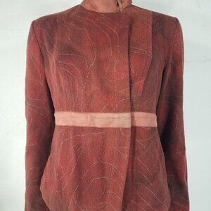 Ramune Piekautaite brown burnt orange Wool blend snap button cardigan ladies 14